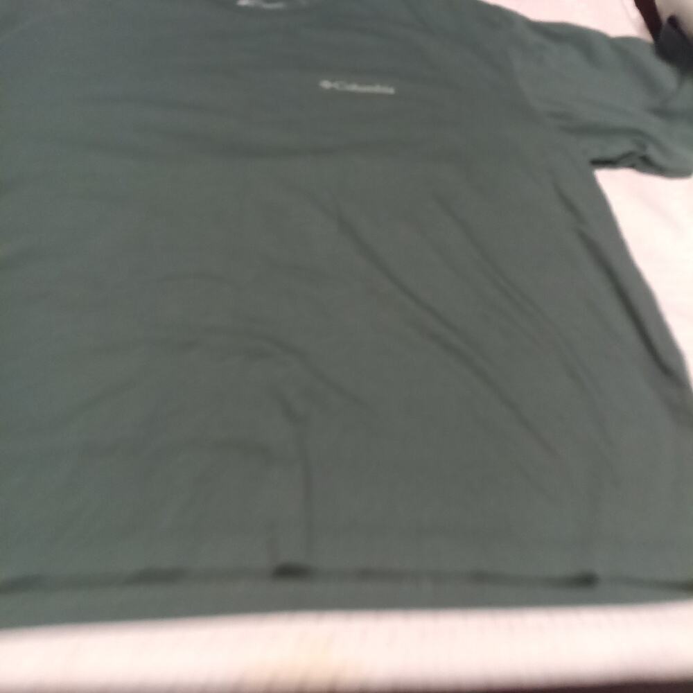 Columbia Men's Short Sleeve T-Shirt Green 2XL 100% Cotton Spellout Crew Neck